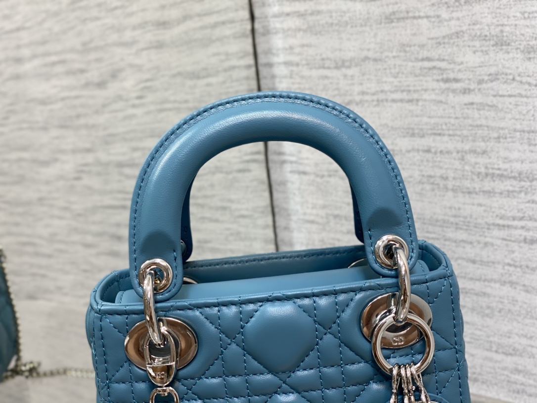 Mini Lady Dior Bag Dark Blue Cannage Lambskin